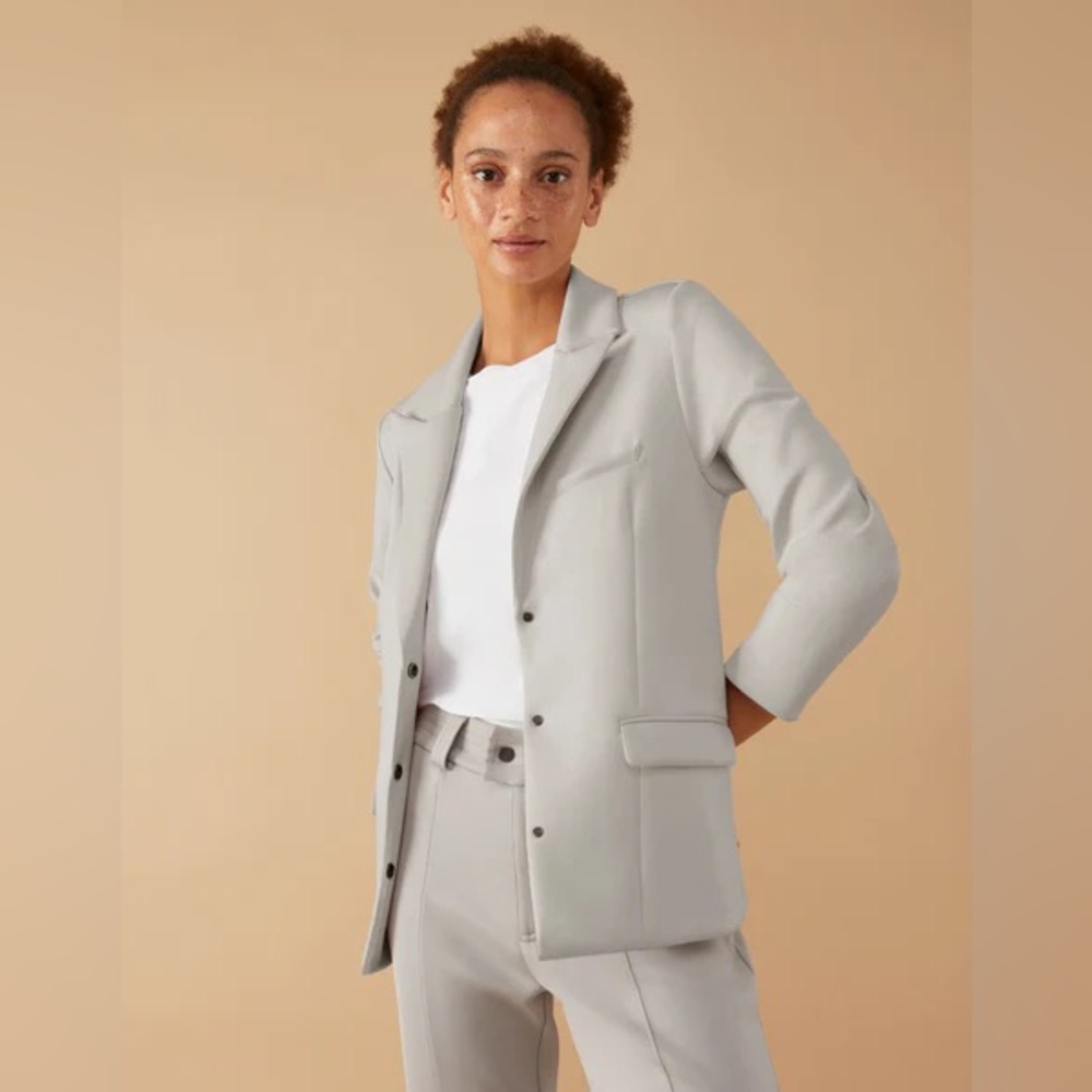 Aday Soft Power Blazer Light Gray Oyster Sz M